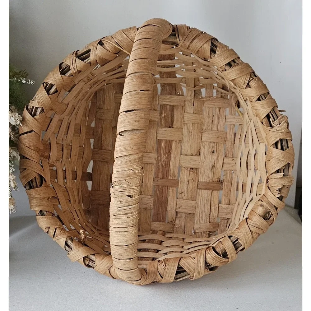 Vtg XL Huge Split Oak GATHERING BASKET Primitive Appalachian